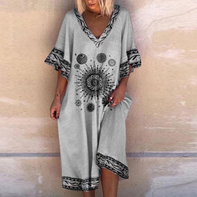 Hanne - Robe de créateur élégante avec col en V