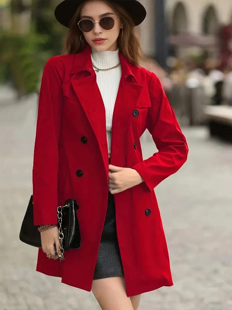 Trench-coat Scarlet Charm - Élégant, dynamique et léger pour femme