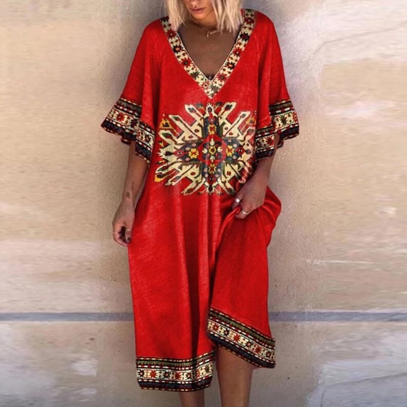 Hanne - Robe de créateur élégante avec col en V