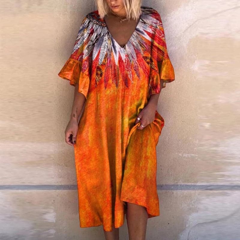 Hanne - Robe de créateur élégante avec col en V