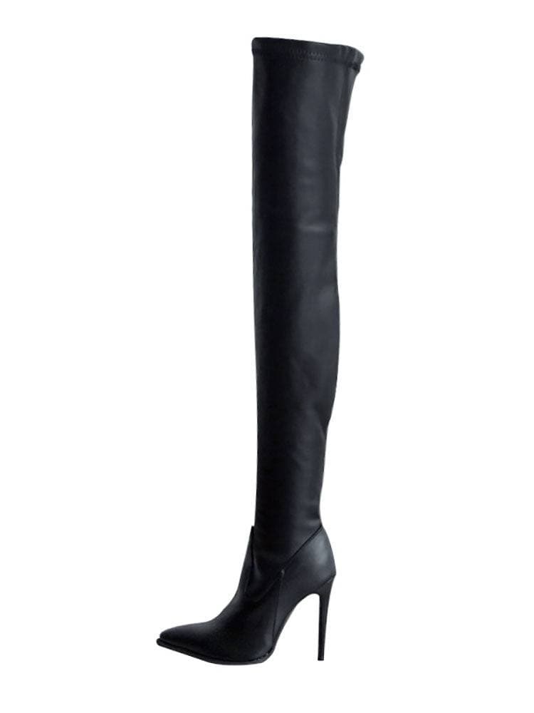 Bottines Hautes Femme - Cuir Véritable - Talon Épais - Bout Rond - Confort et Élégance