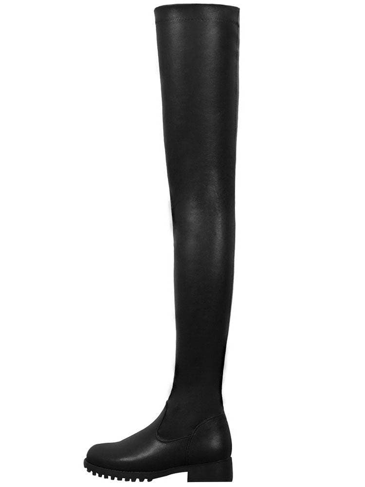 Bottines Hautes Femme - Cuir Véritable - Talon Épais - Bout Rond - Confort et Élégance