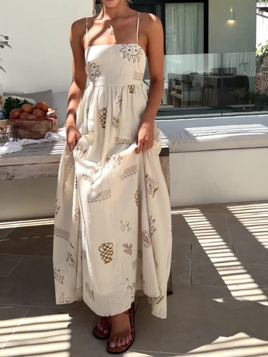 Robe maxi à bretelles spaghetti pour femme - Élégante et fluide