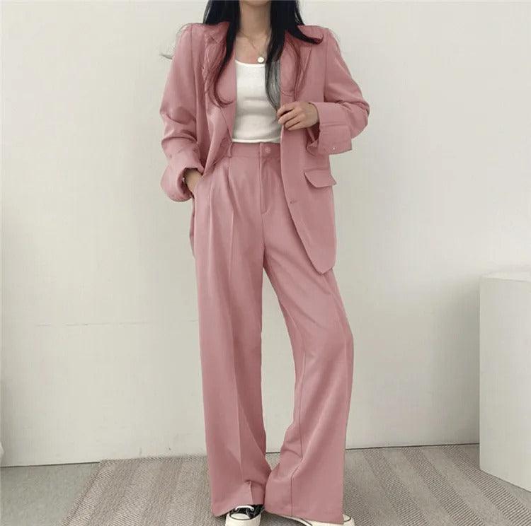Blazer tailleur élégant et pantalon droit pour femmes - Style raffiné et confortable