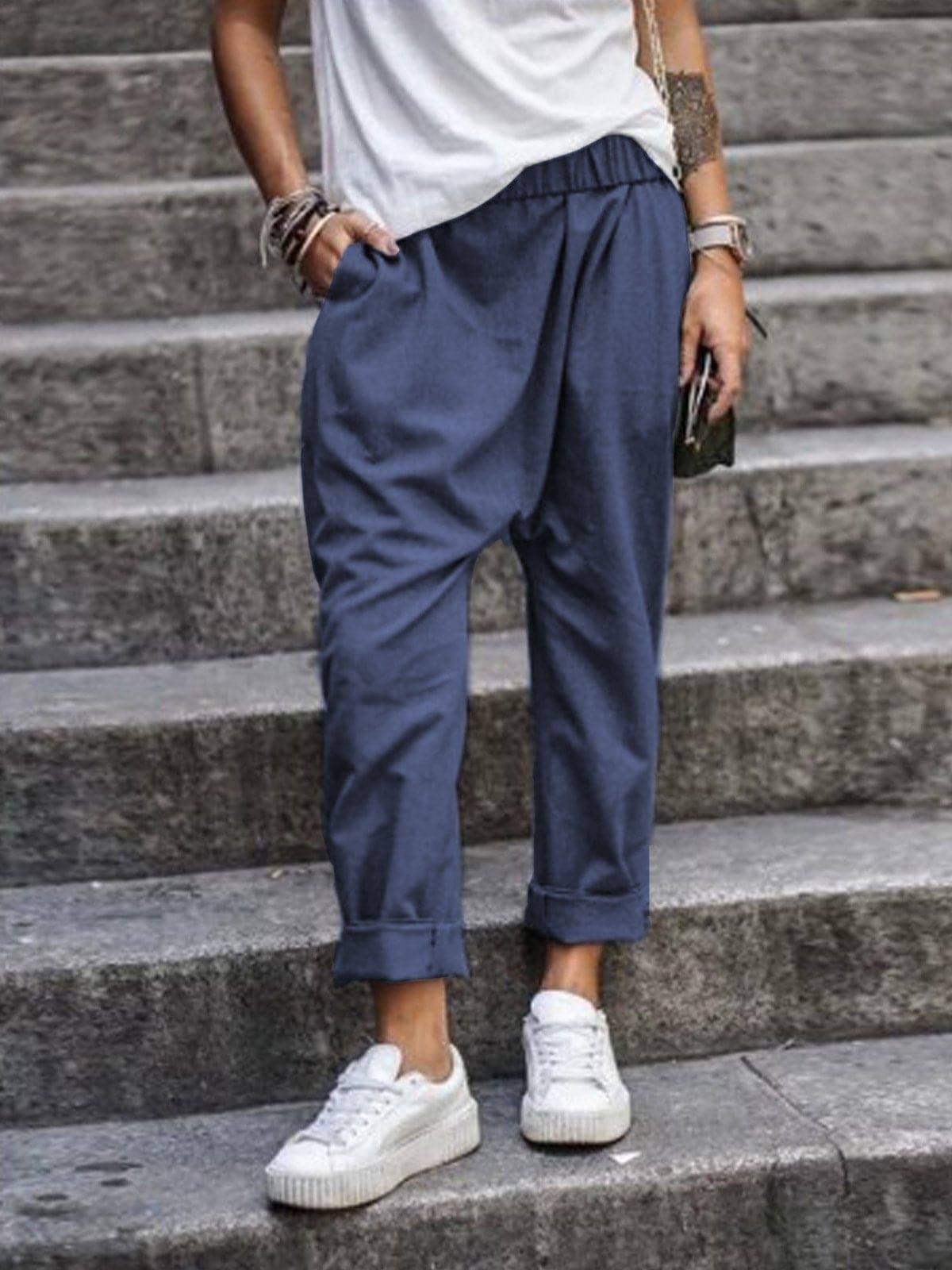Pantalon Large Femme - Taille Haute - Tissu Léger et Fluide - Confort Respirant