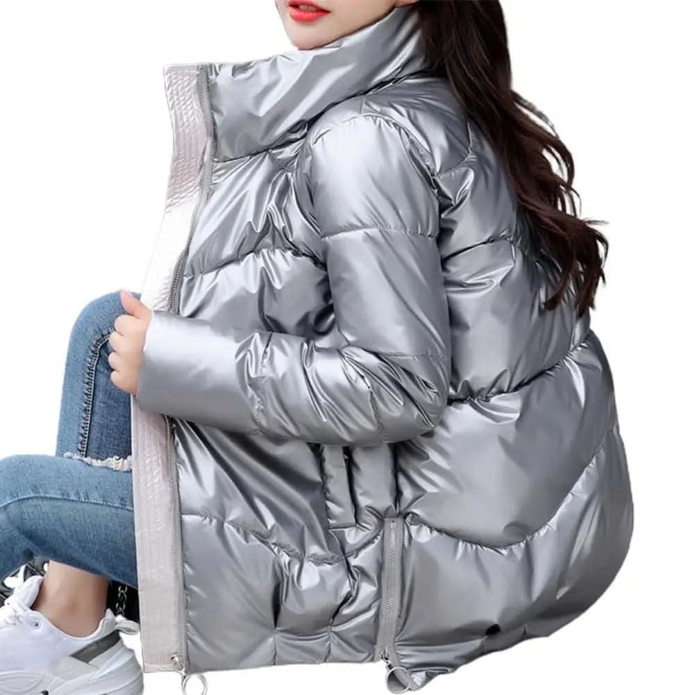 Élégante, Scintillante, Polyvalente Luxe Emerald Puffer Jacket pour Femme