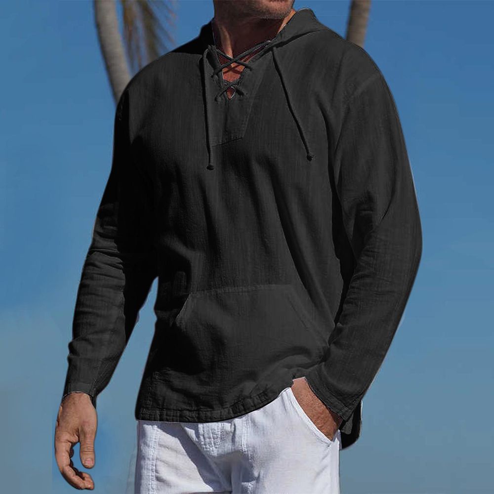 Sweat à capuche homme – Coupe décontractée – Coton doux – Col lacé – Poche kangourou
