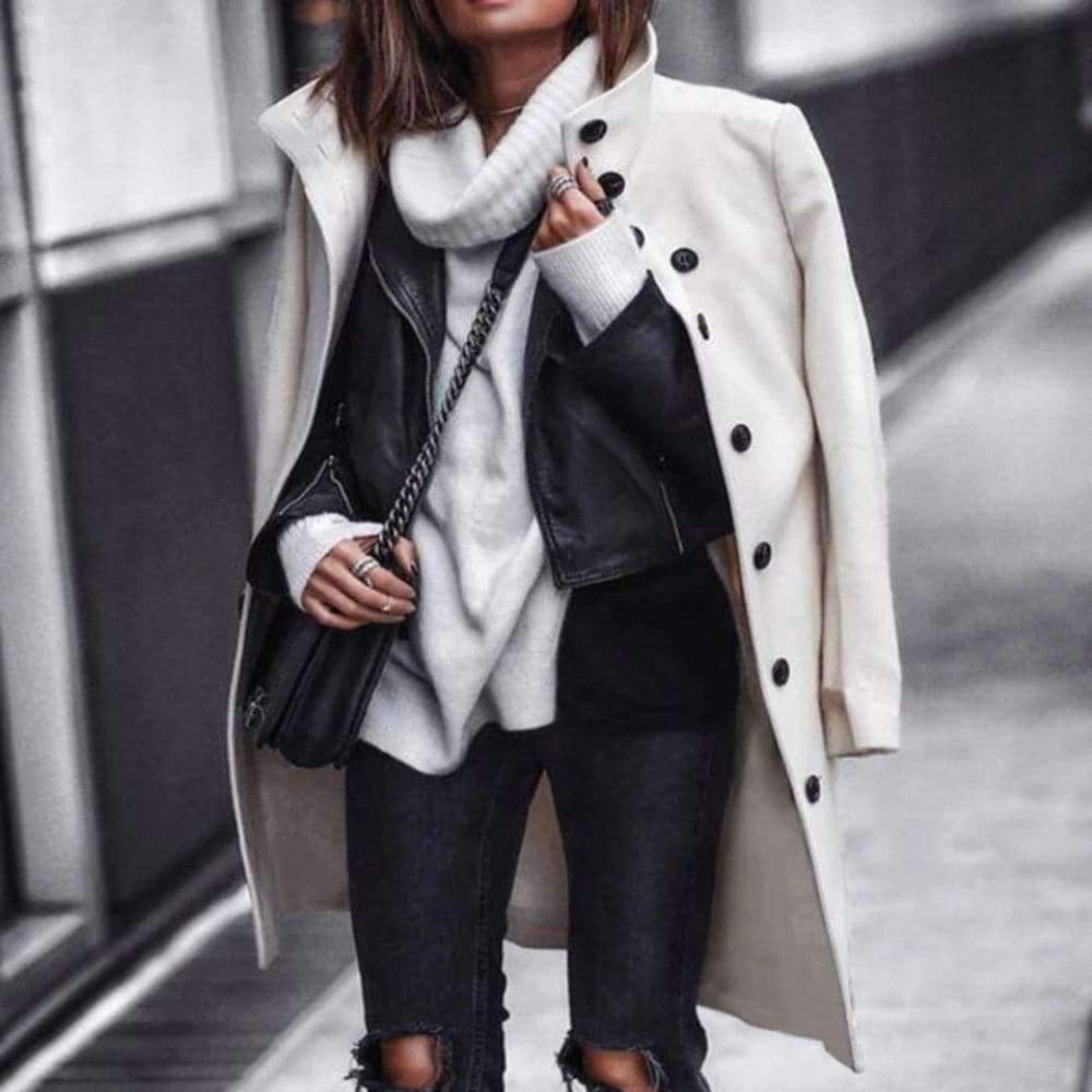 Everly - Manteau long élégant avec boutons