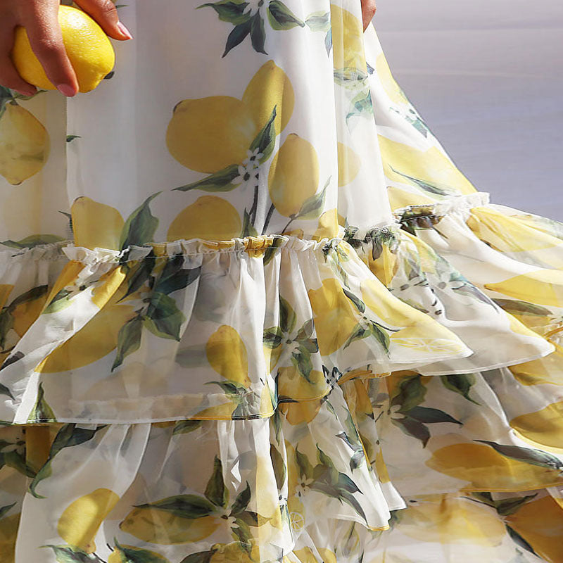 Robe longue femme – Coupe évasée – Sans manches – Ourlet volanté – Tissu respirant