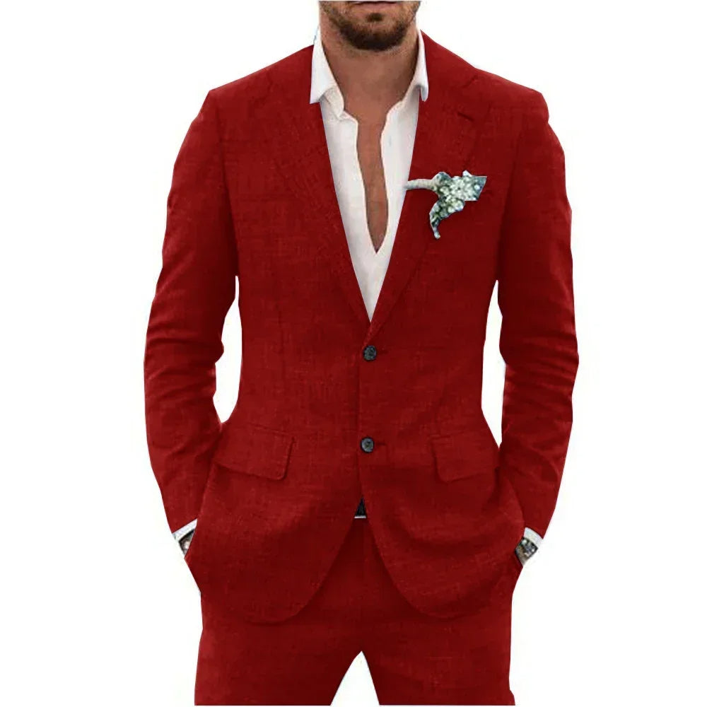 Blazer homme – Coupe slim – Tissu respirant – Deux boutons – Col à revers classique