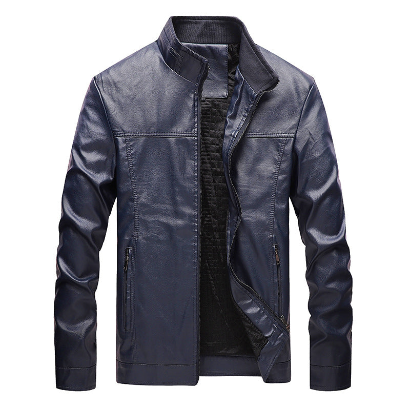 Blouson moto homme – Coupe structurée – Col montant – Poches zippées