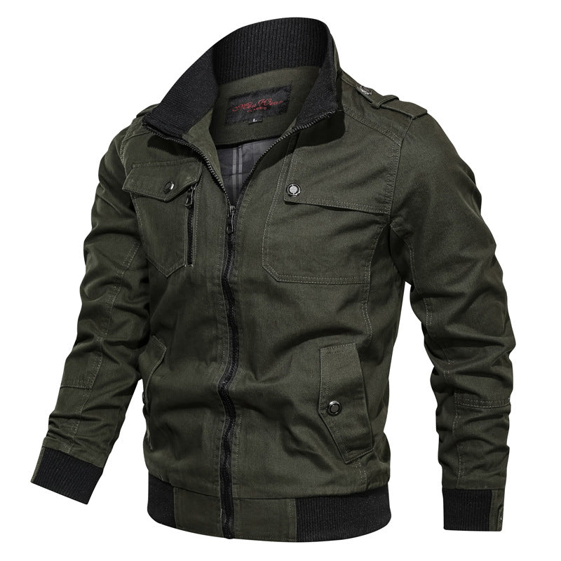 Veste homme – Coupe slim – Coton mélangé – Col montant – Poches à rabat – Zippée