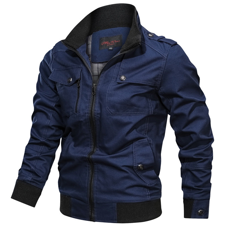 Veste homme – Coupe slim – Coton mélangé – Col montant – Poches à rabat – Zippée