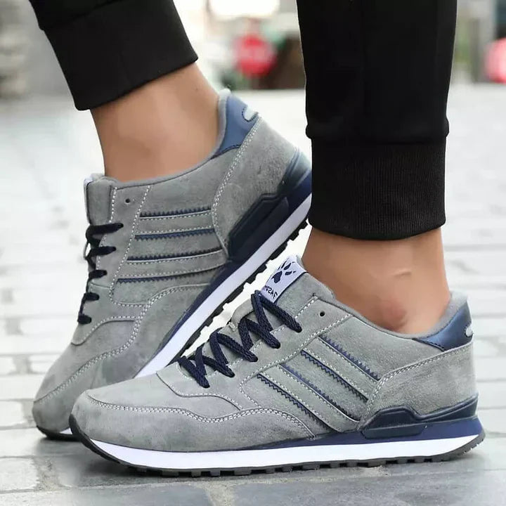Baskets Basses Homme - Suède & Synthétique - Style Sport Casual - Lacets Ajustables