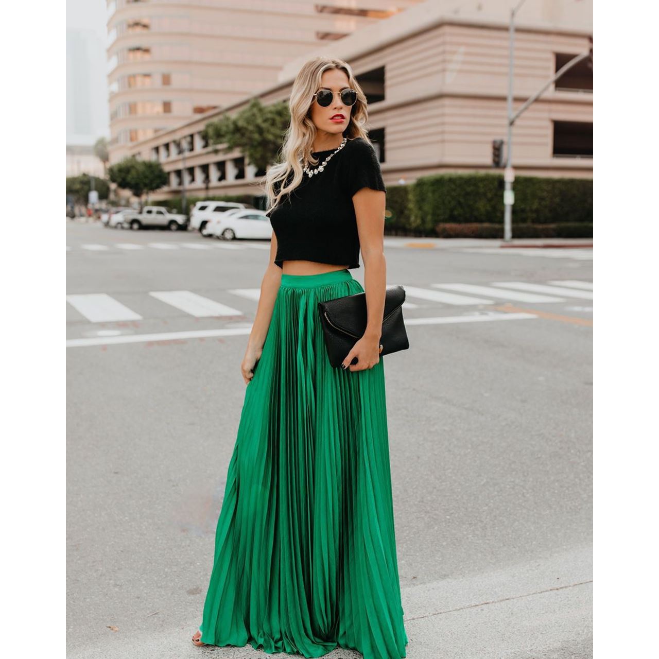 Jupe Longue Femme - Taille Haute - Plissée Fluide Élégante