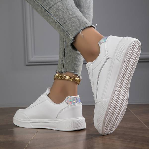 Sneakers Lianne - Baskets blanches avec détails dorés/argentés
