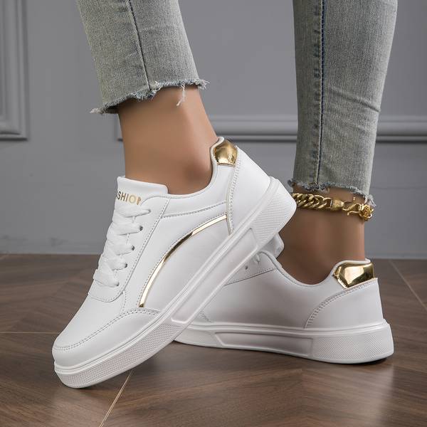 Sneakers Lianne - Baskets blanches avec détails dorés/argentés