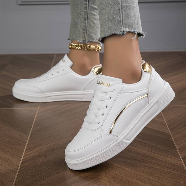 Sneakers Lianne - Baskets blanches avec détails dorés/argentés