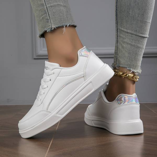 Sneakers Lianne - Baskets blanches avec détails dorés/argentés