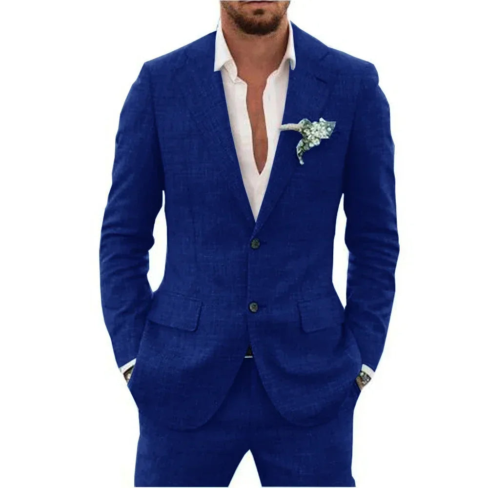 Blazer homme – Coupe slim – Tissu respirant – Deux boutons – Col à revers classique