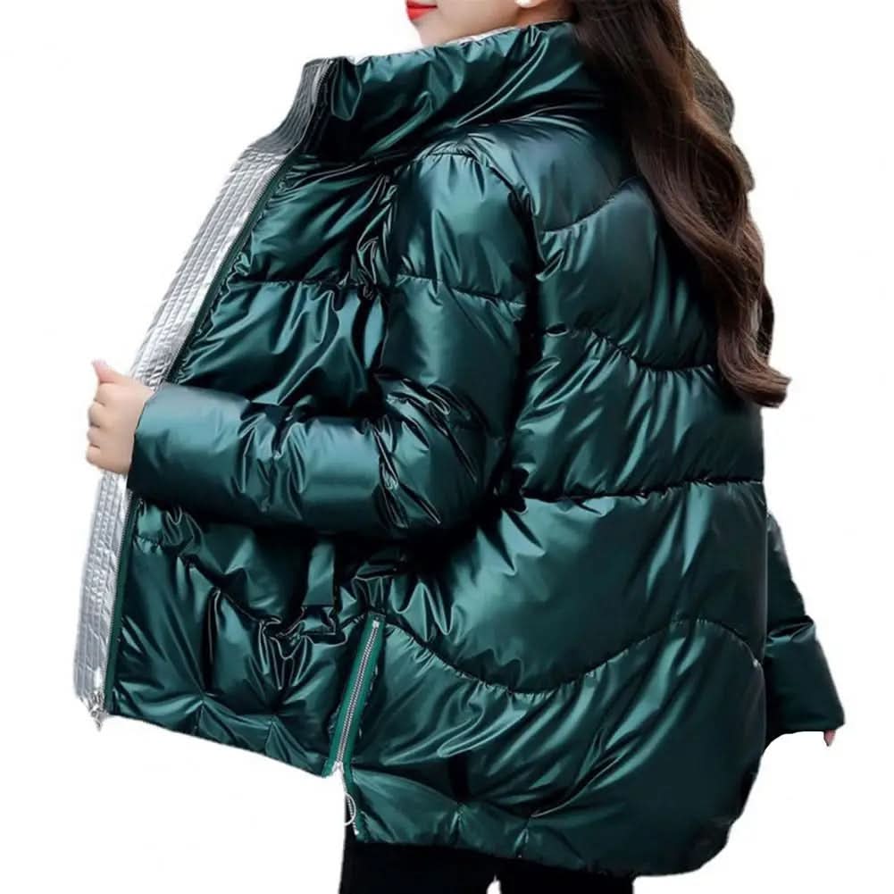 Élégante, Scintillante, Polyvalente Luxe Emerald Puffer Jacket pour Femme