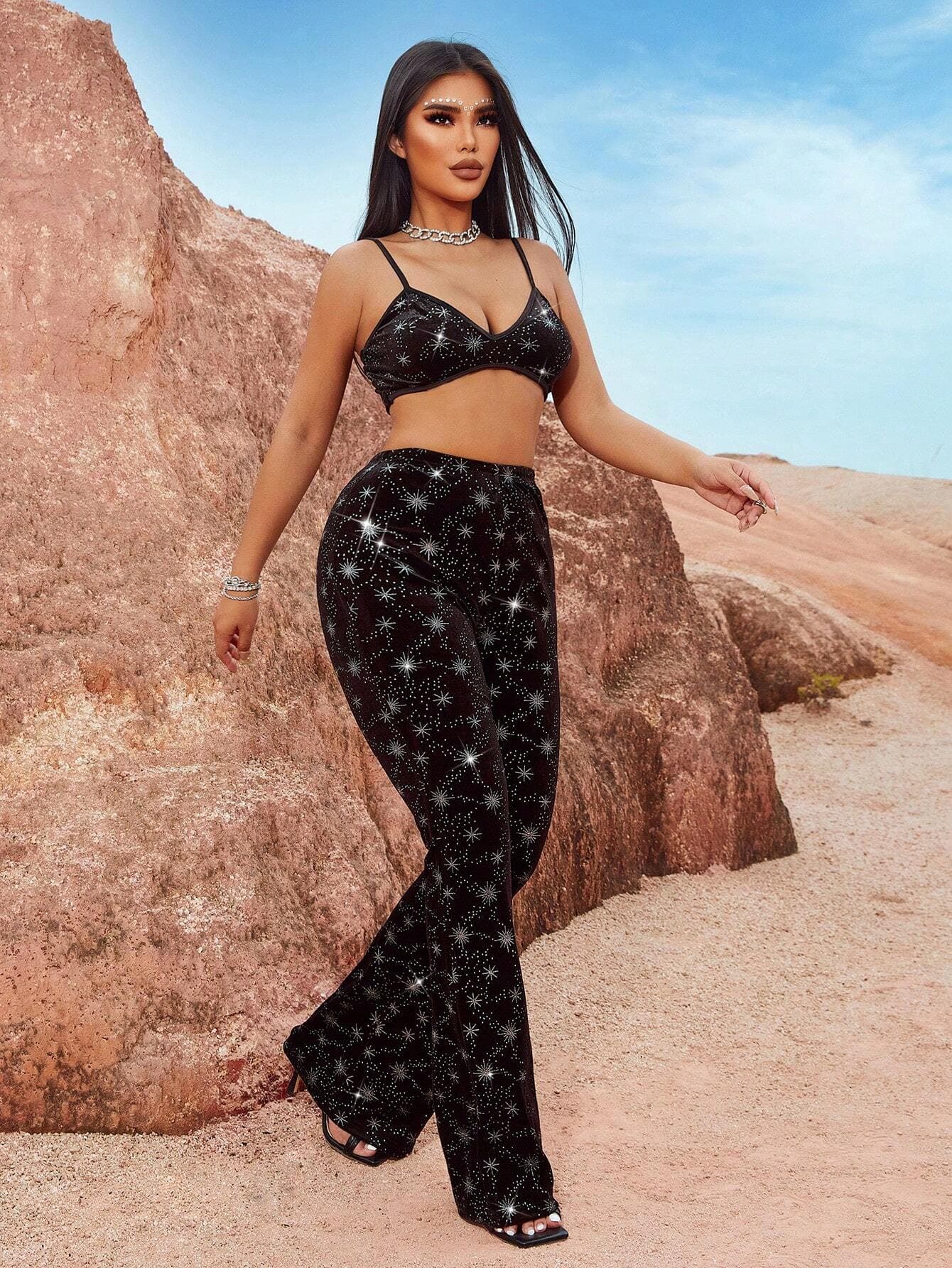 Ensemble deux pièces Celestial Night - Chic, éblouissant, confortable pour femme