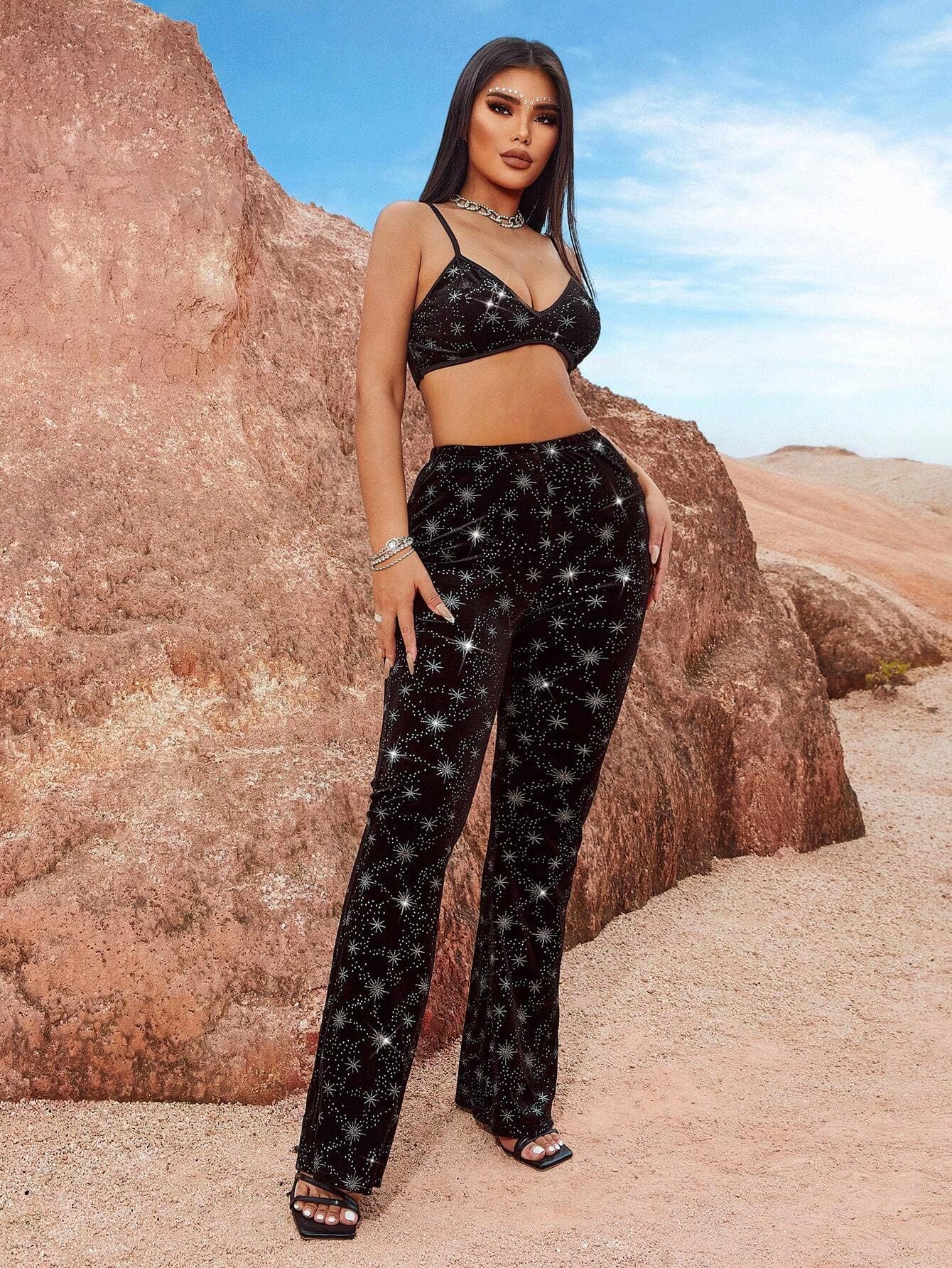 Ensemble deux pièces Celestial Night - Chic, éblouissant, confortable pour femme