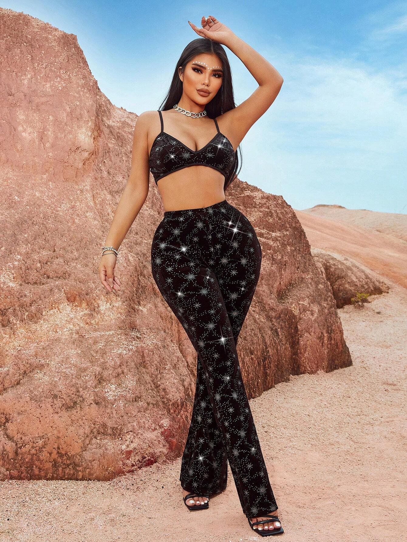 Ensemble deux pièces Celestial Night - Chic, éblouissant, confortable pour femme