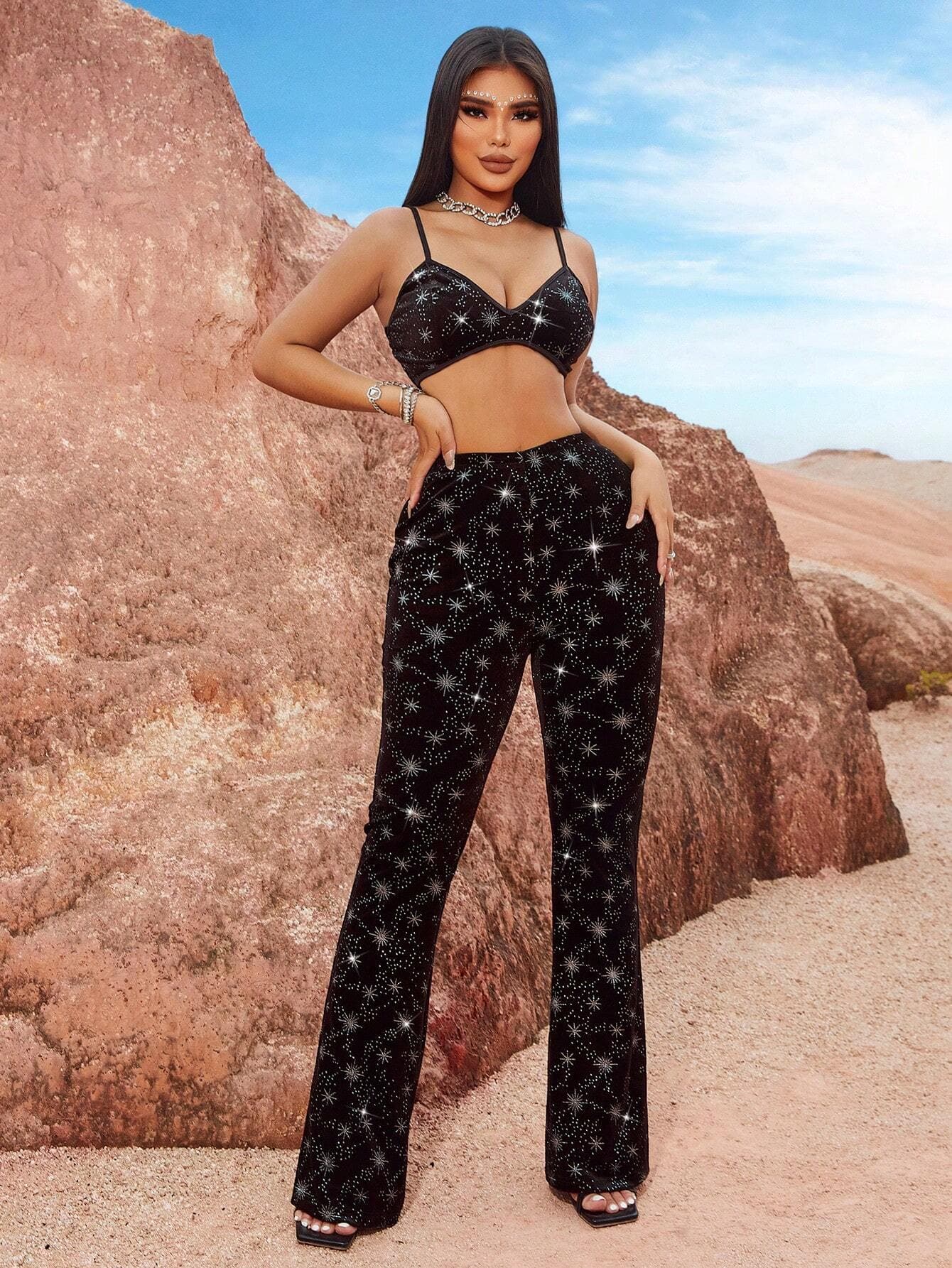 Ensemble deux pièces Celestial Night - Chic, éblouissant, confortable pour femme
