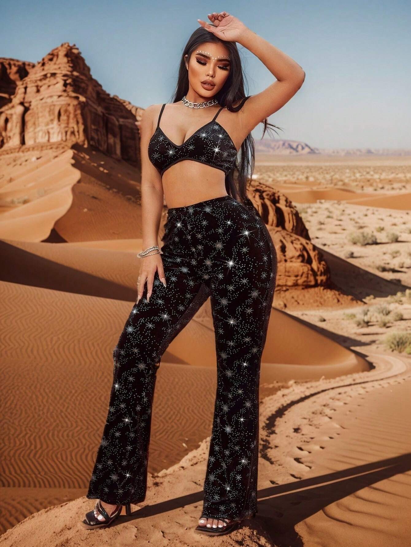 Ensemble deux pièces Celestial Night - Chic, éblouissant, confortable pour femme