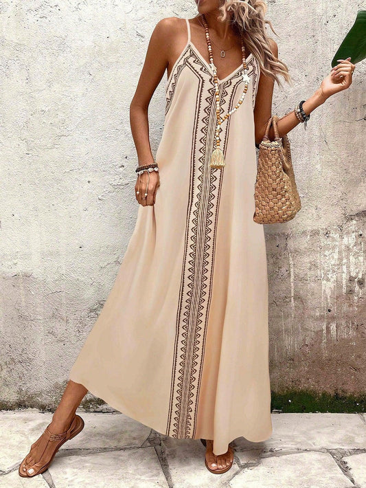 Robe longue sans manches à imprimé léopard pour femme - Élégante et fluide