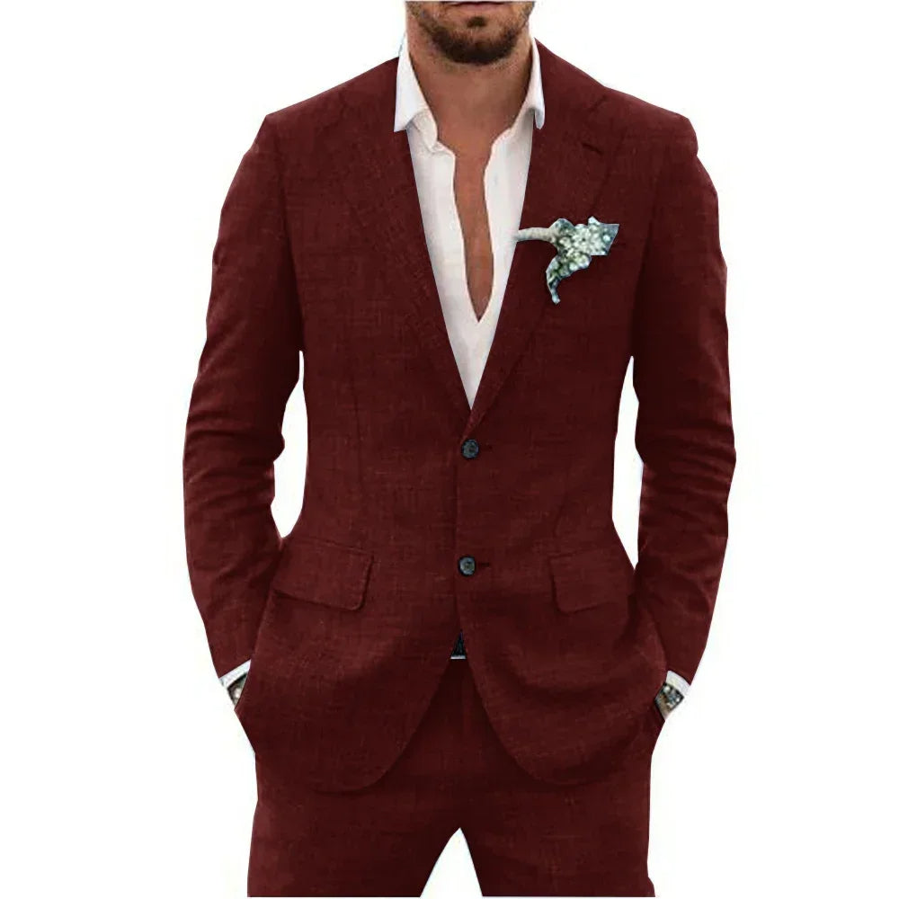 Blazer homme – Coupe slim – Tissu respirant – Deux boutons – Col à revers classique