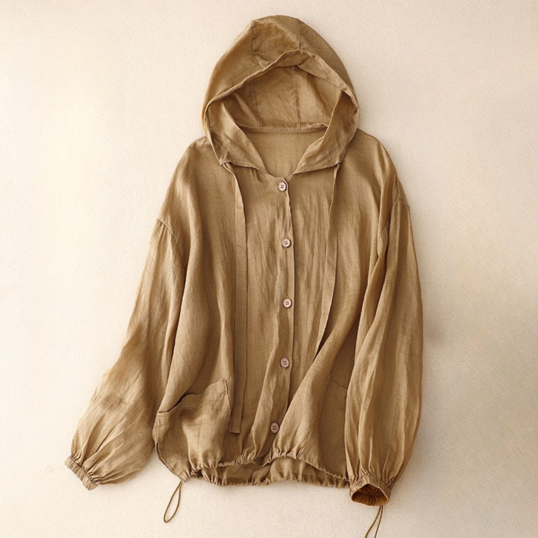 Sweat à capuche femme – Linnen – Coupe oversize – Boutonné – Cordon ajustable