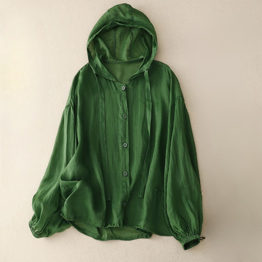 Sweat à capuche femme – Linnen – Coupe oversize – Boutonné – Cordon ajustable