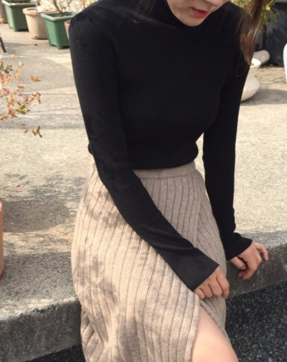 Jupe Longue Femme - Maille Côtelée - Taille Haute - Confortable et Élégante