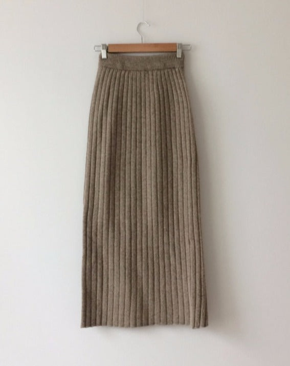 Jupe Longue Femme - Maille Côtelée - Taille Haute - Confortable et Élégante