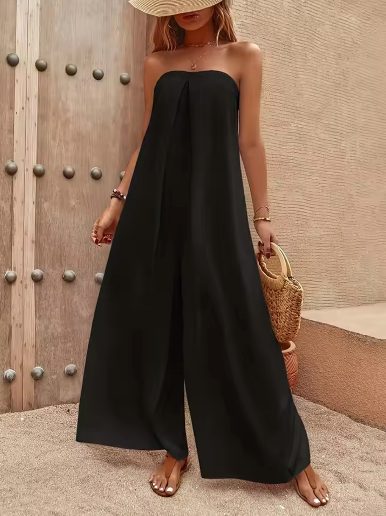 Robe Longue Femme – Sans Bretelles – Fluide et Légère – Tenue Décontractée Élégante