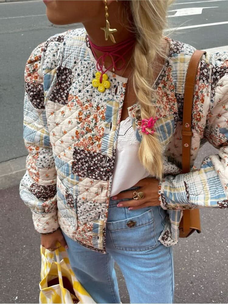 Veste d'automne en coton vintage élégante et confortable pour femme