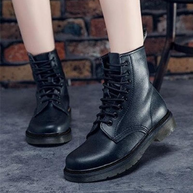 Bottines Femme - Style Combat - Lacets - Semelle Crantée Antidérapante - Confort Durable