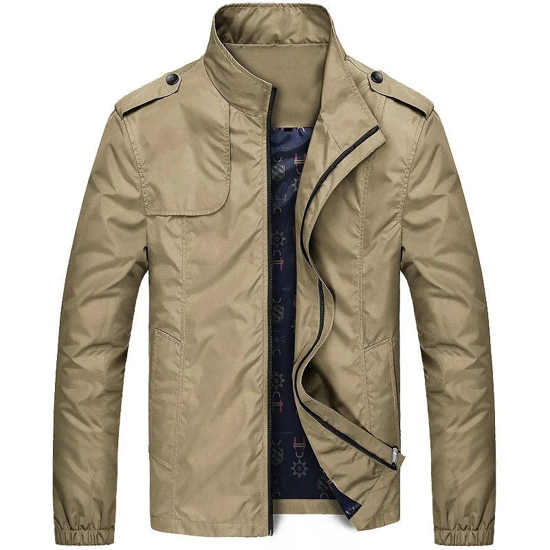 Veste cargo homme – Coupe regular – Tissu léger résistant – Col montant – Poches à rabat