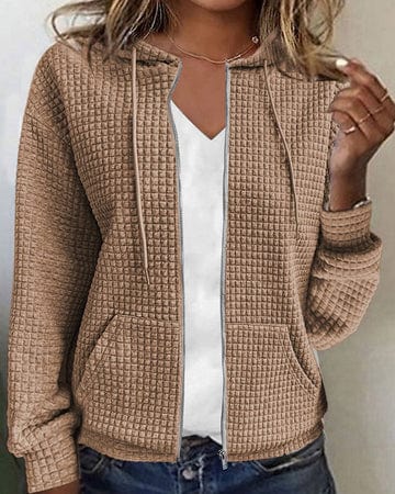 Veste à capuche femme – Coupe décontractée – Tissu matelassé doux – Zippée avec poches
