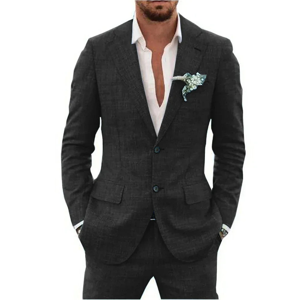 Blazer homme – Coupe slim – Tissu respirant – Deux boutons – Col à revers classique