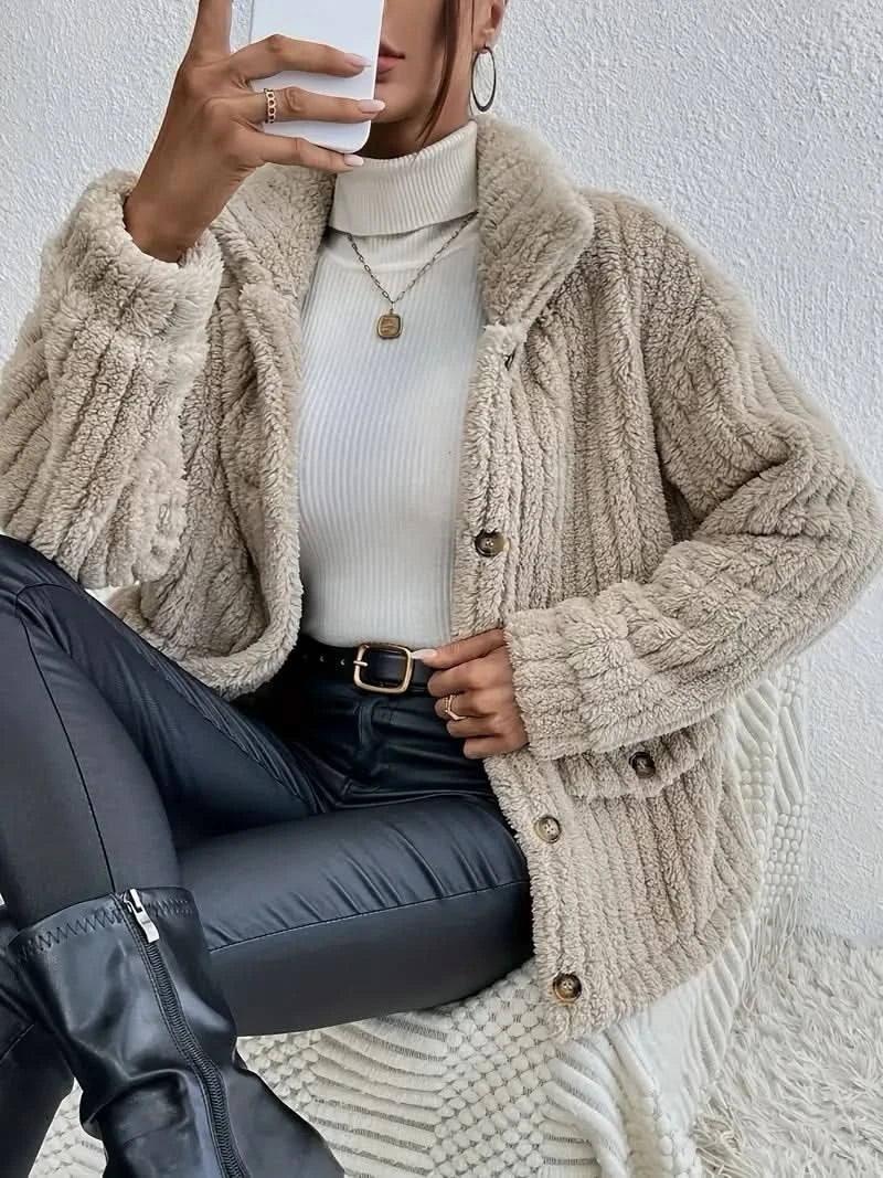 Chandail chaud en tricot ample et pelucheux pour femme