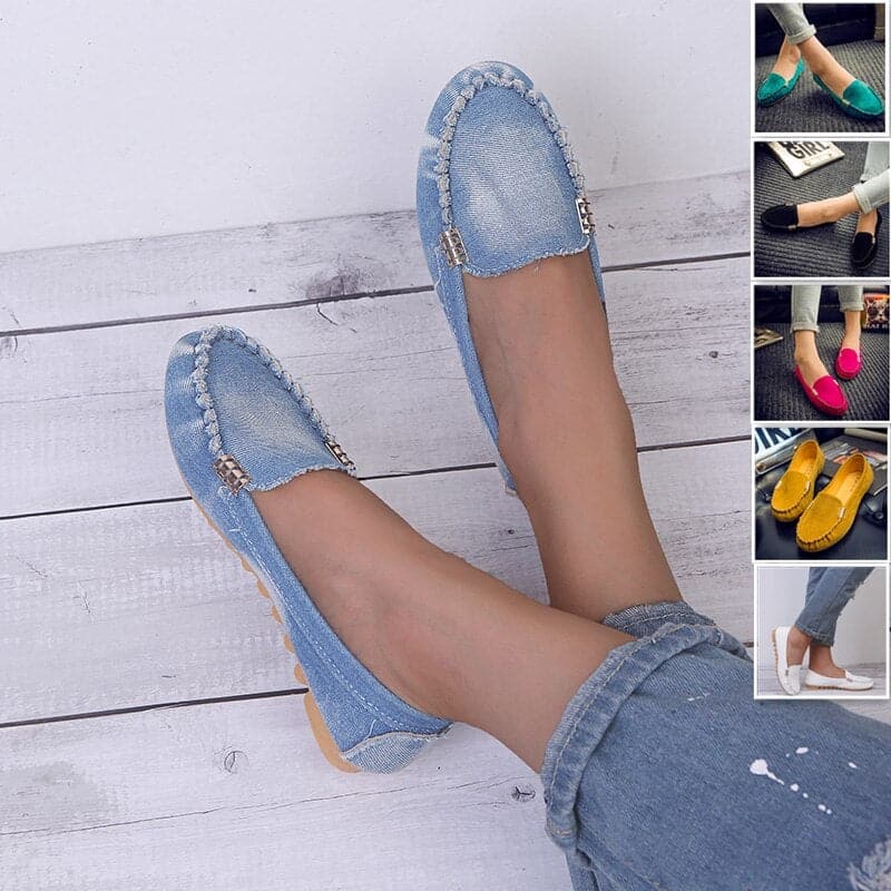 Mocassins Femme - Style Loafer - Denim Décontracté - Confort Slip-On