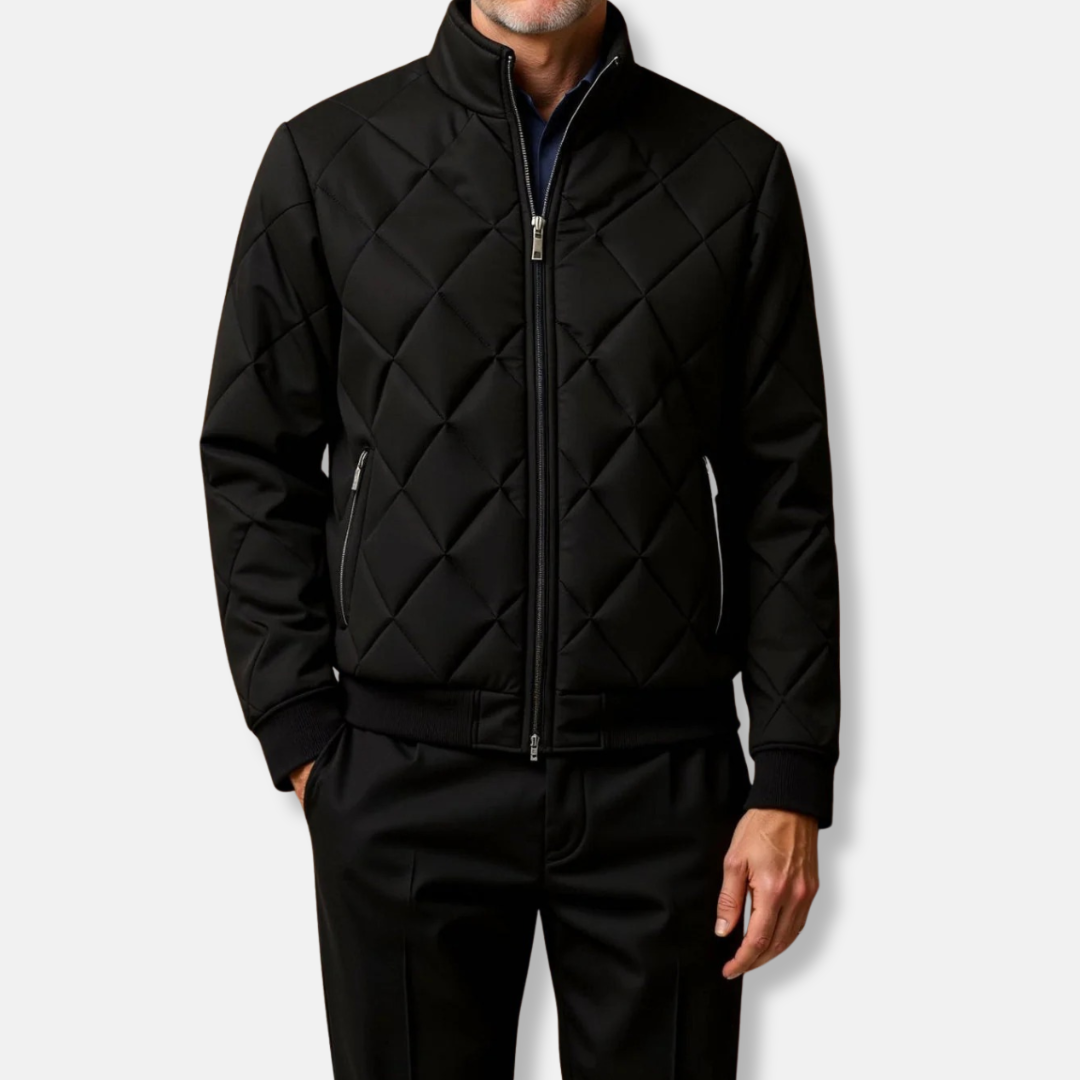 Homme Veste - Tissu Tissé - Coupe Regular - Col Montant - Poignets Côtelés
