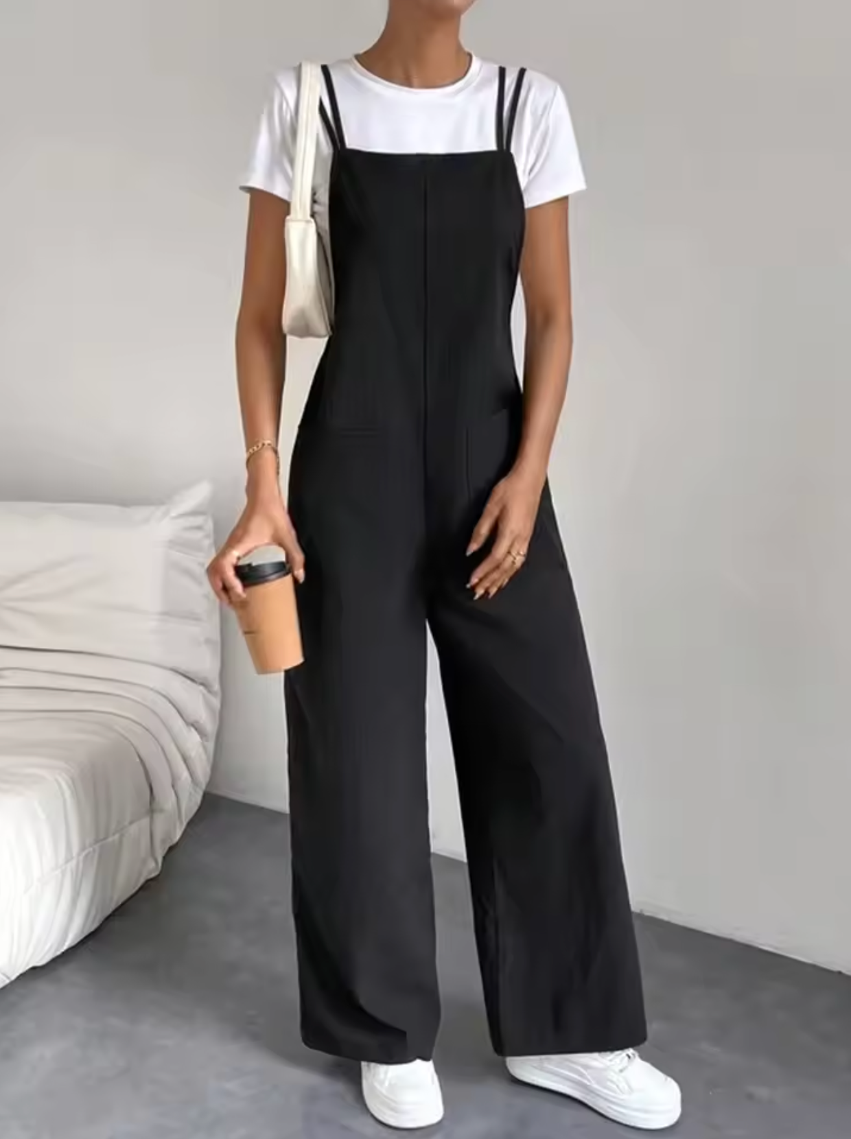 Salopette Femme - Coupe Large Confortable - Bretelles Ajustables - Poches Pratiques