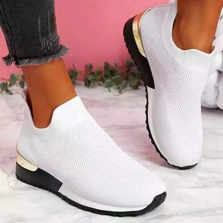 Chaussures Baskets Femme - Tissu Tricoté Respirant - Semelle Confort Légère - Slip-On