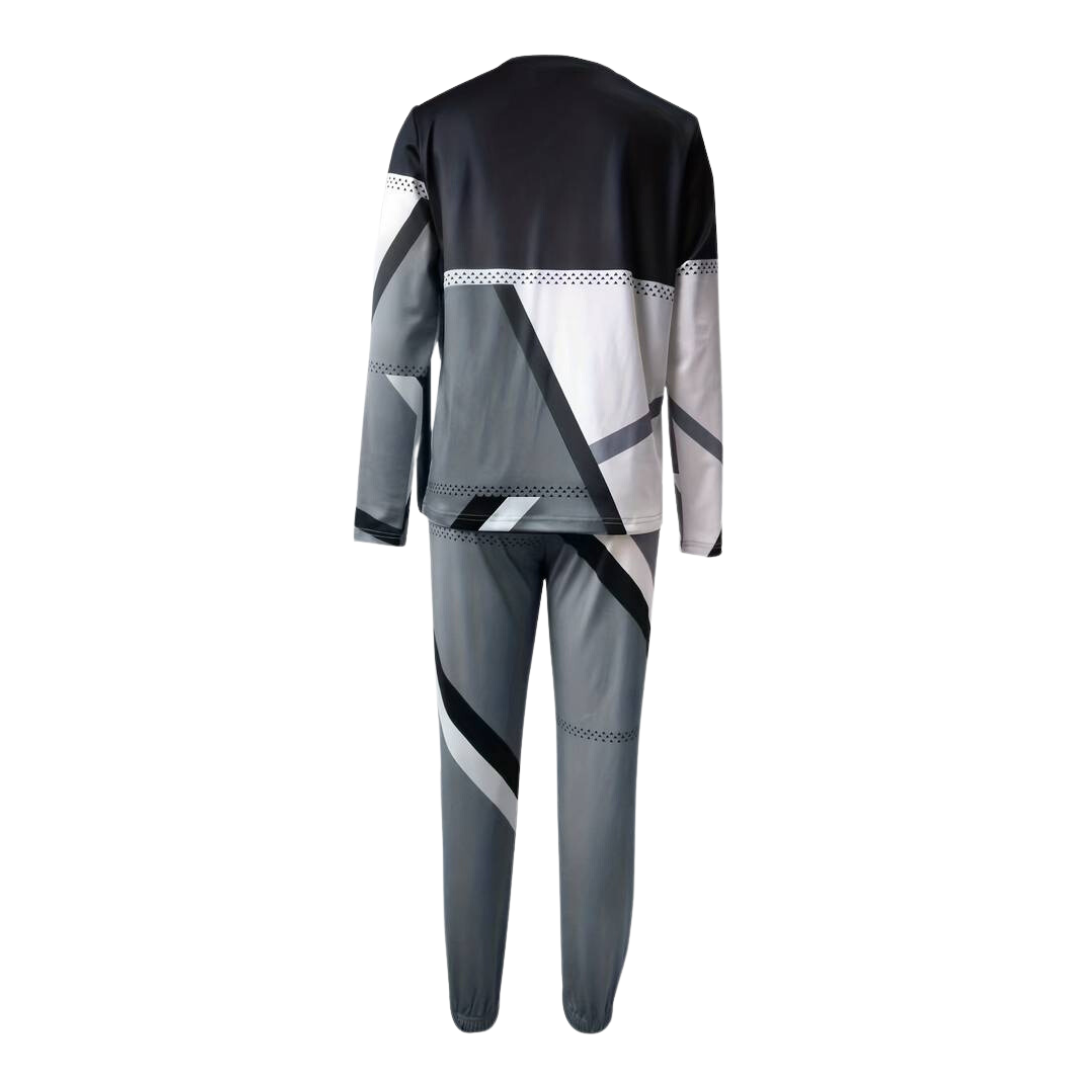 Ensemble 2 pièces : pull-over à manches longues col rond et pantalon taille nouée