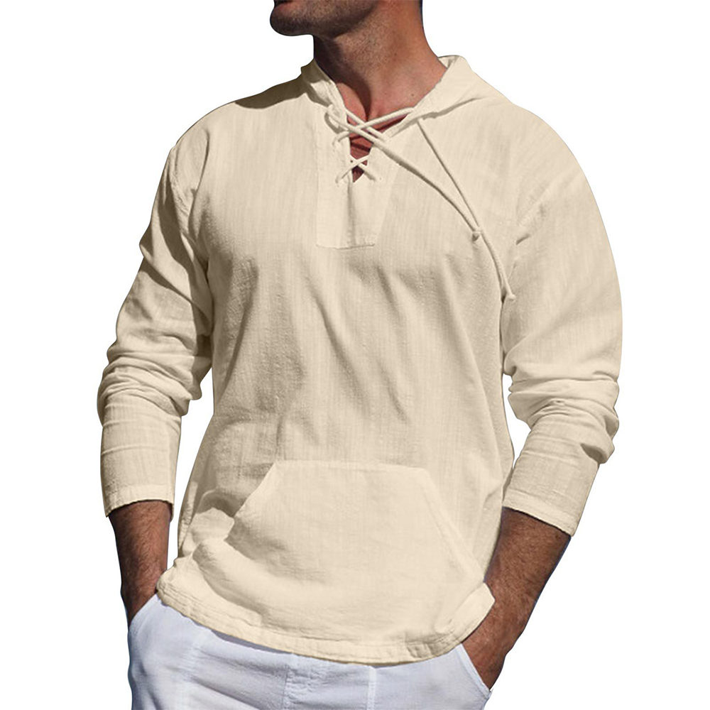 Sweat à capuche homme – Coupe décontractée – Coton doux – Col lacé – Poche kangourou