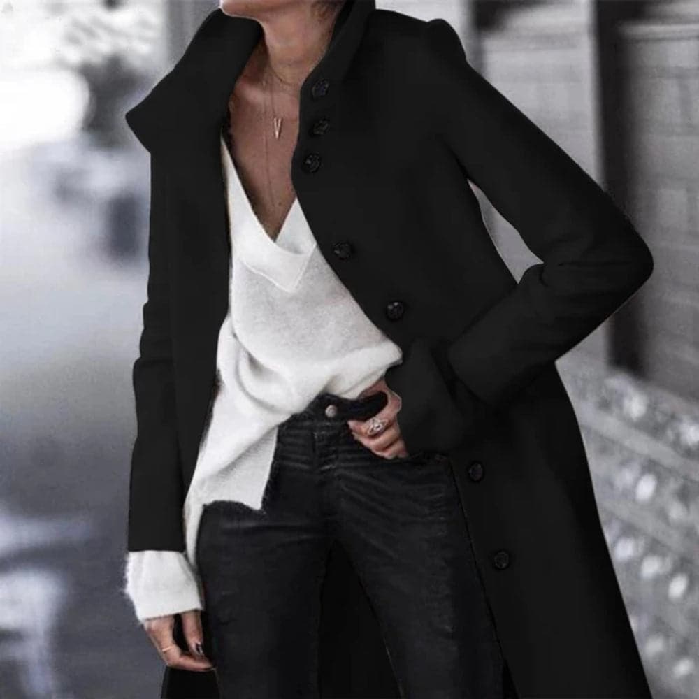 Everly - Manteau long élégant avec boutons